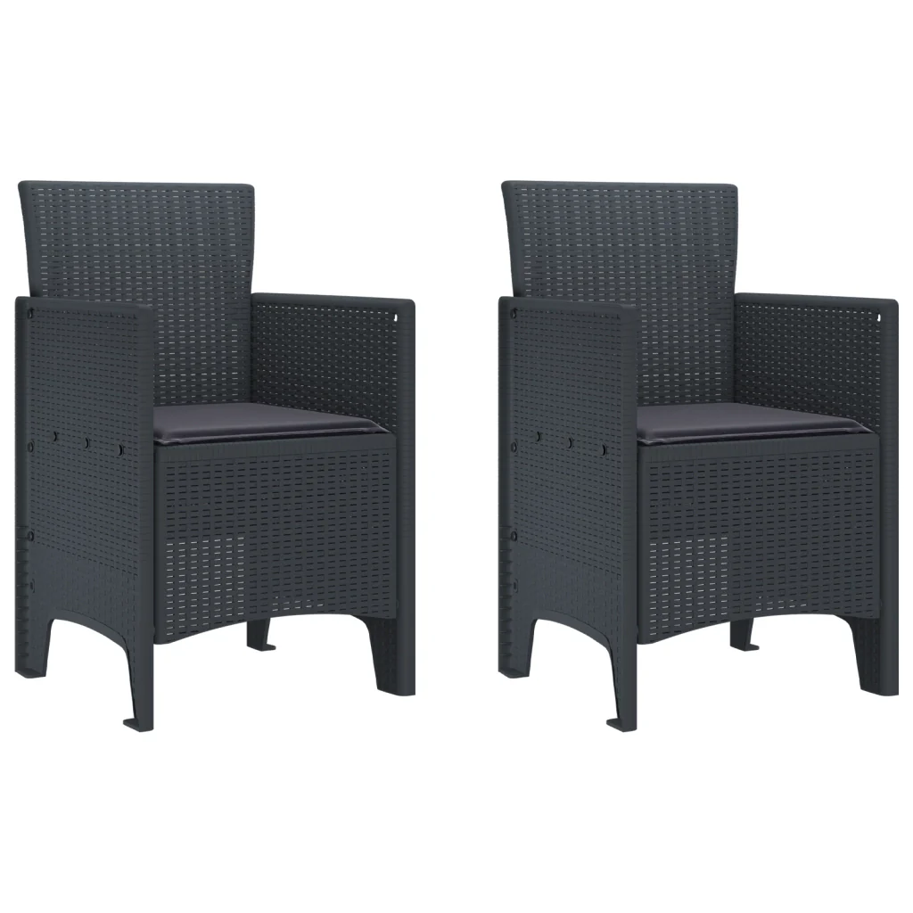 Set da pranzo da giardino 3 pezzi con cuscini Anthracite Polirattan - Image 7