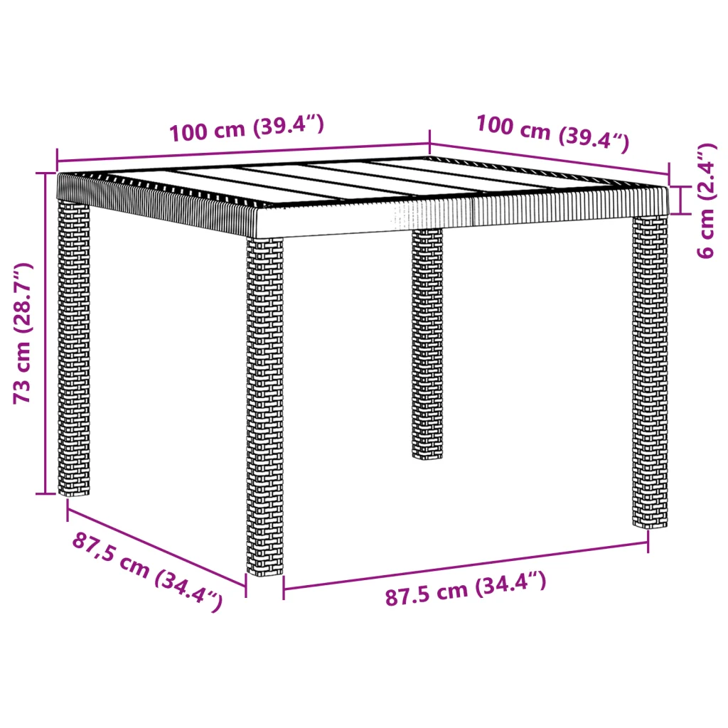 Set da pranzo da giardino 3 pezzi con cuscini Anthracite Polirattan - Image 9