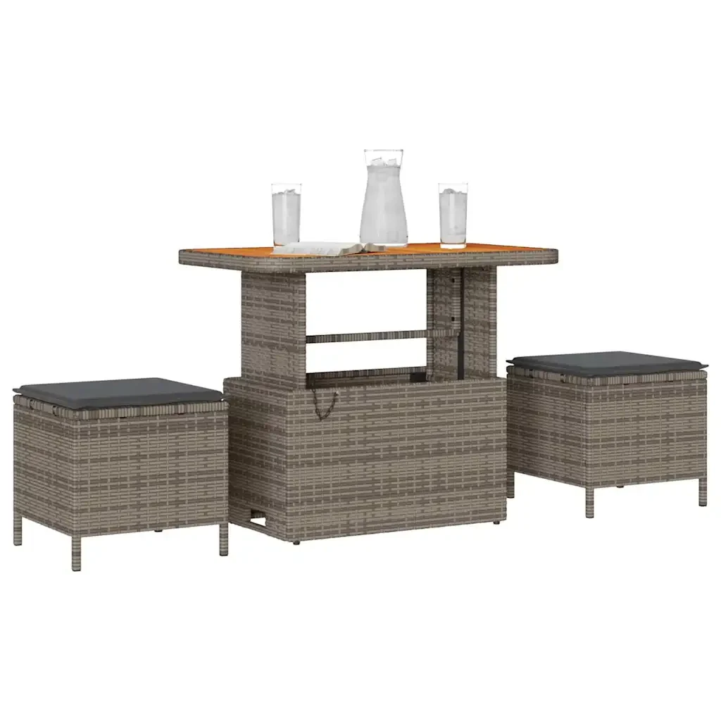 Set da Pranzo per Giardino Grigio polyrattan 42007920 - Image 3
