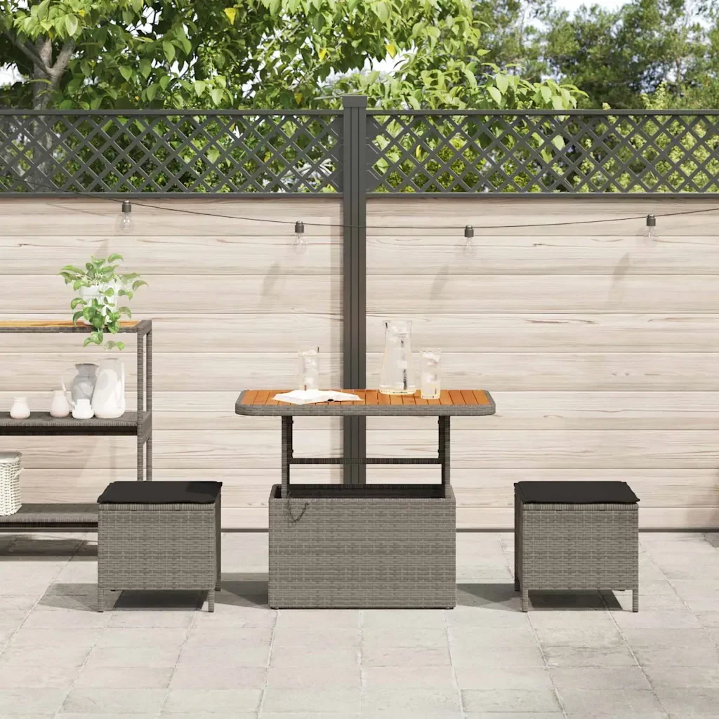 Set da Pranzo per Giardino Grigio polyrattan 42007920 - Image 4