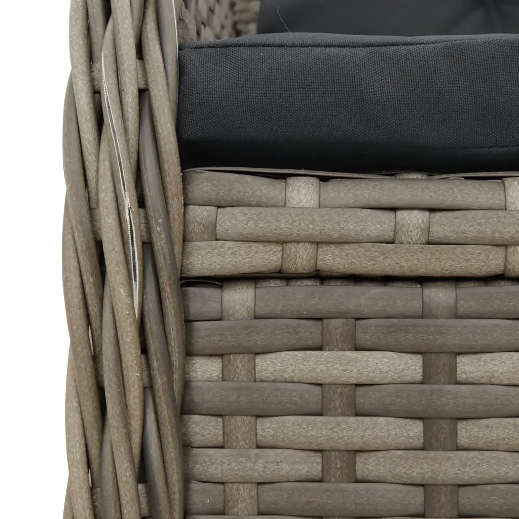 Set da Pranzo da Giardino 3 pz con Cuscini in Polyrattan Grigio - Image 6