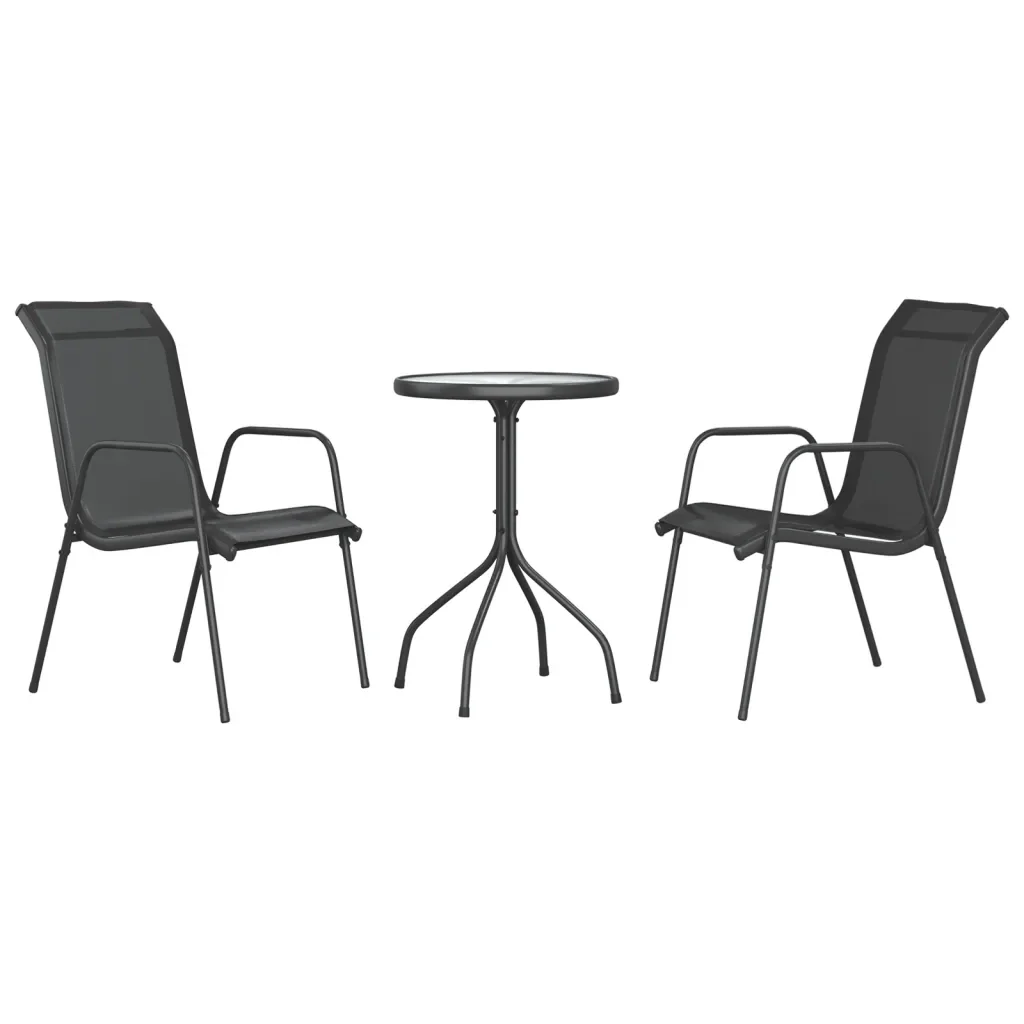 Set da Pranzo da Giardino 3 pz in Acciaio Nerooutdoor 3203728 - Image 2