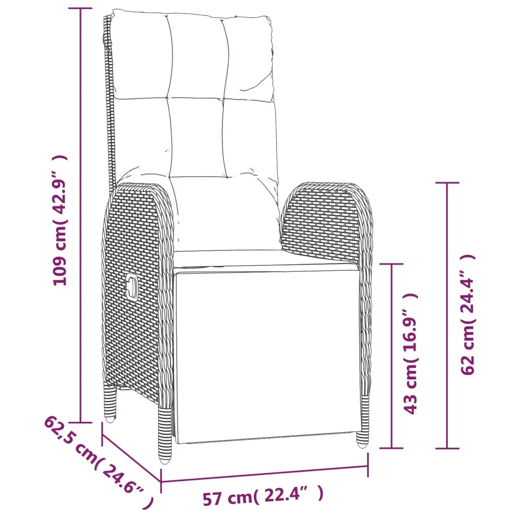 Set da Pranzo da Giardino 4 pz con Cuscini in Polyrattan Grigio 3203504 - Image 10