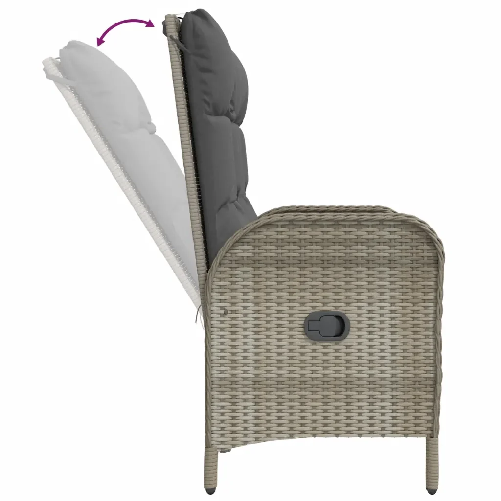 Set da Pranzo da Giardino 4 pz con Cuscini in Polyrattan Grigio 3203504 - Image 6