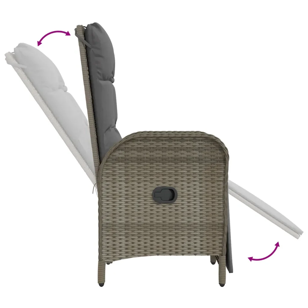 Set da Pranzo da Giardino 4 pz con Cuscini in Polyrattan Grigio 3203504 - Image 7