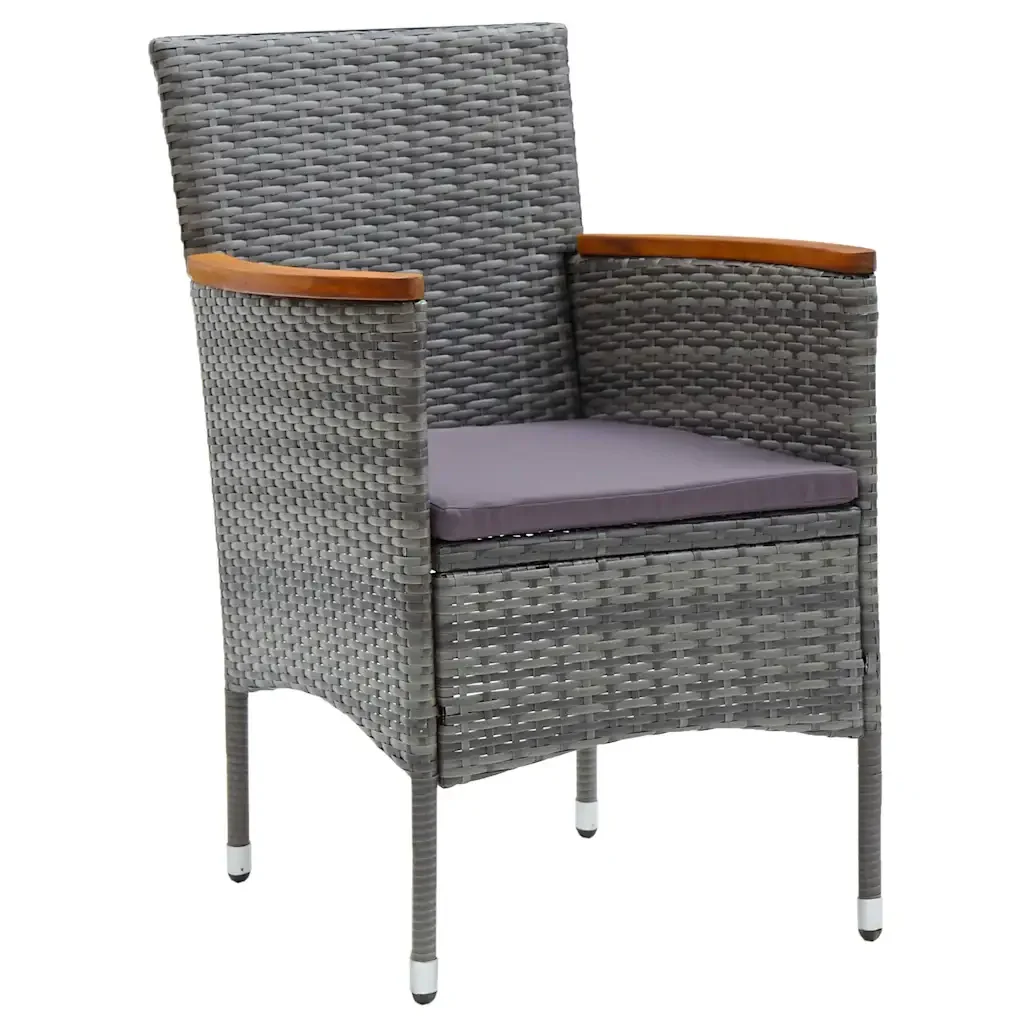 Set da Pranzo per Giardino con cuscino 5 pcs Grigio polyrattan 3379761 - Image 6