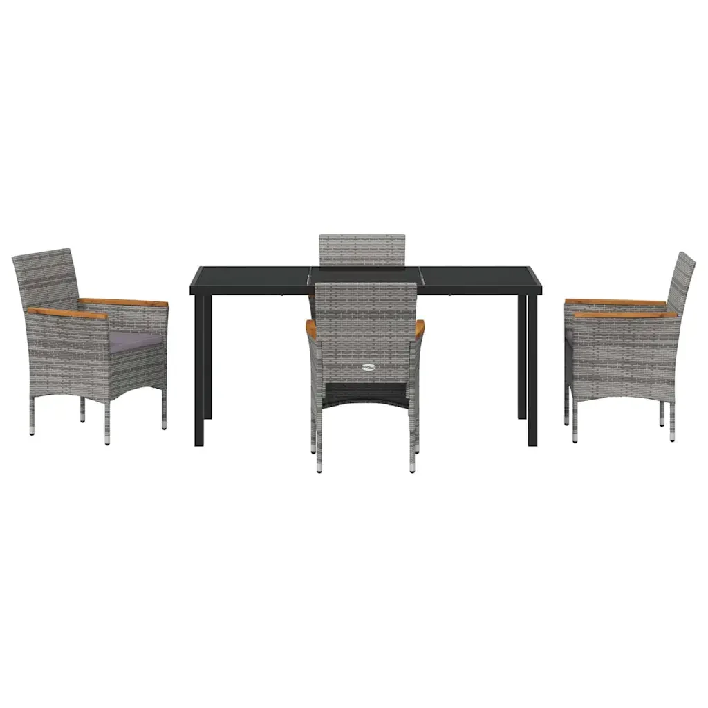 Set da Pranzo per Giardino con cuscino 5 pcs Grigio polyrattan 3379761 - Image 7