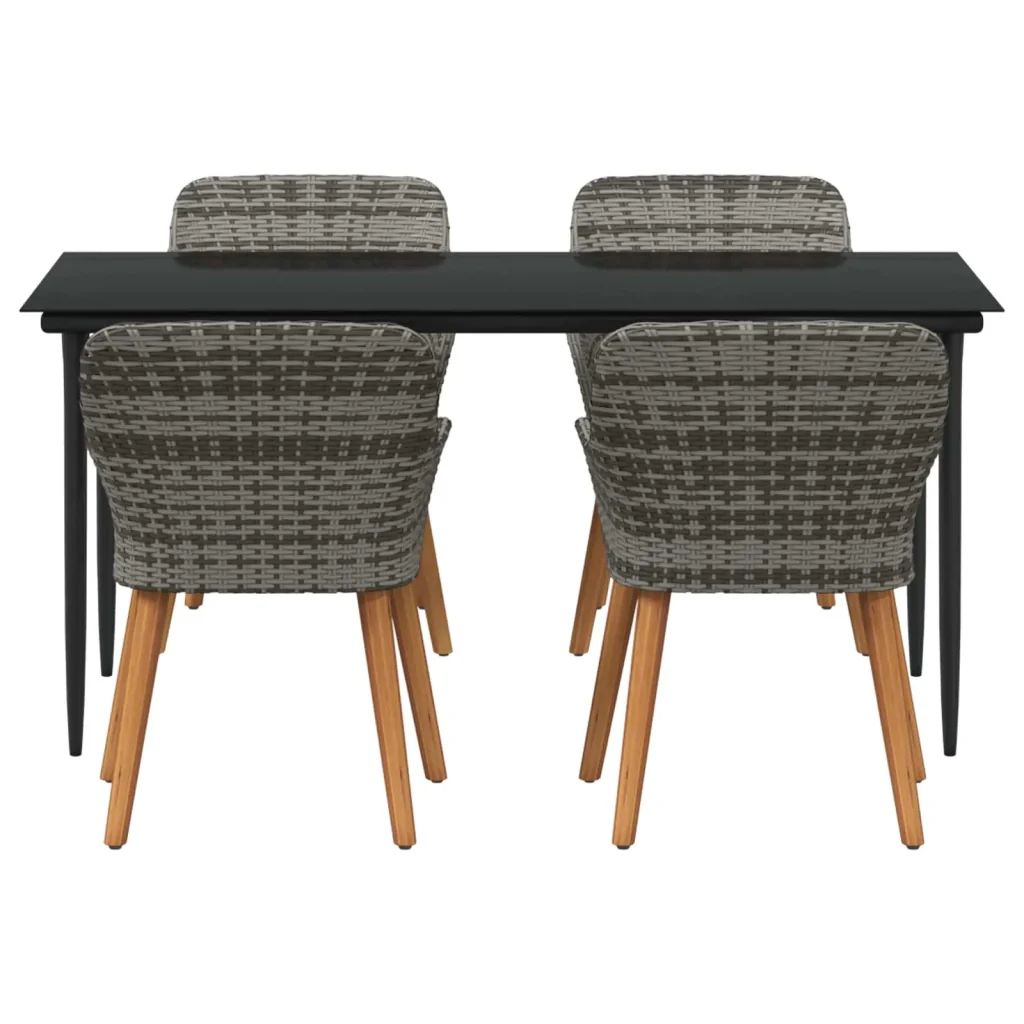 Set da Pranzo per Giardino con cuscino 5 pcs Grigio polyrattan 3261680 - Image 3