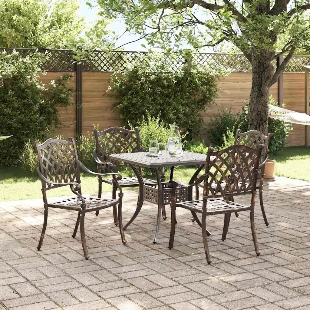 Set di Tavolo da Giardino 5 pcs Bronzo Alluminio pressofuso 3334736 - Image 4
