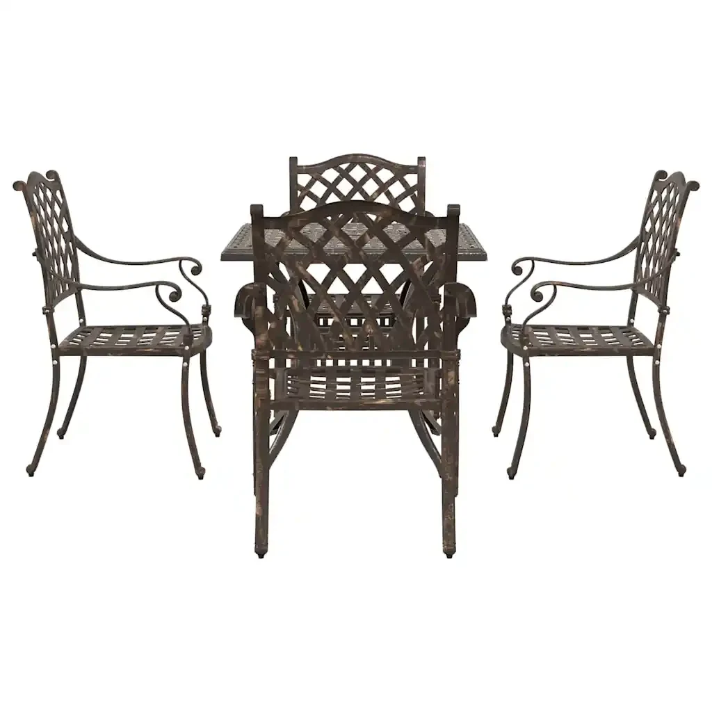 Set di Tavolo da Giardino 5 pcs Bronzo Alluminio pressofuso 3334736 - Image 7