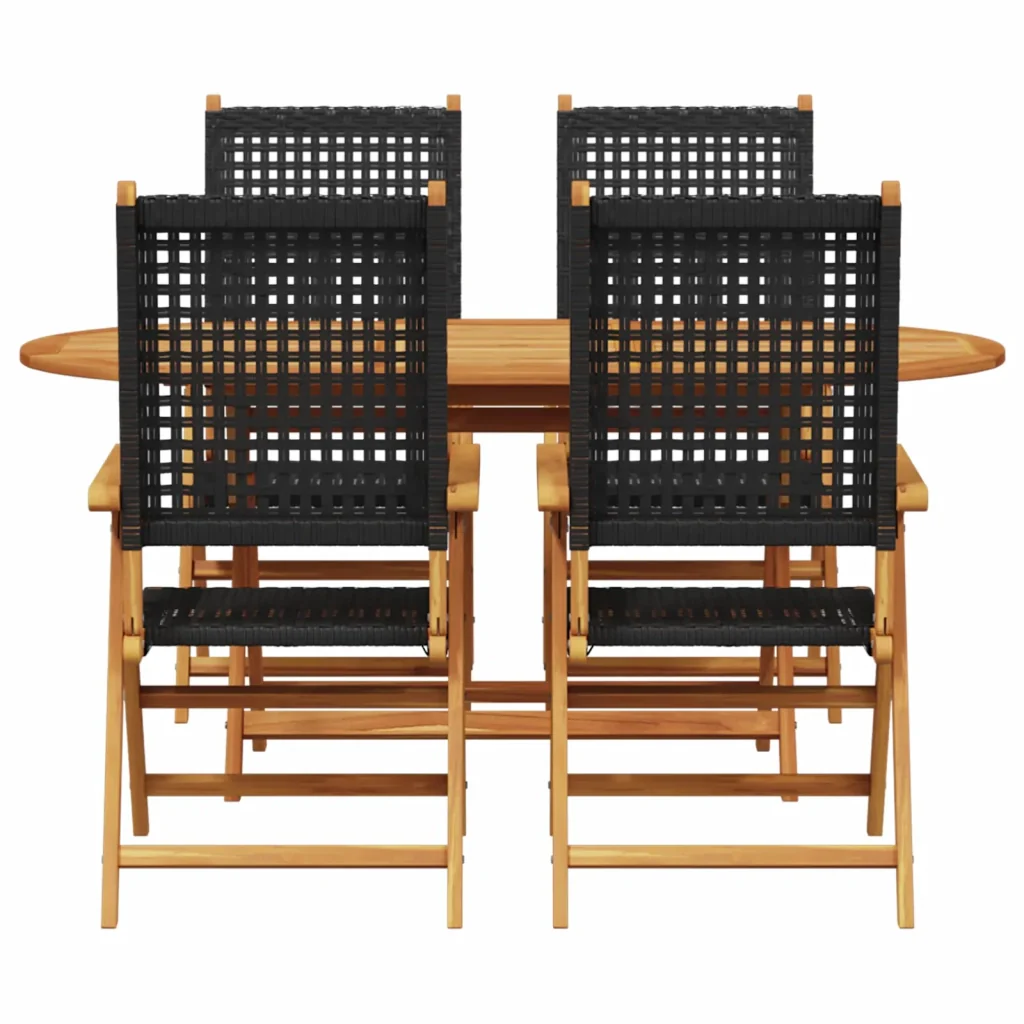 Set da Pranzo per Giardino 5 pcs Nero Legno di Acacia Massello 3375730 - Image 4