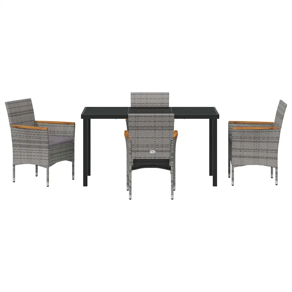 Set da Pranzo per Giardino con cuscino 5 pcs Grigio polyrattan 3379760 - Image 7