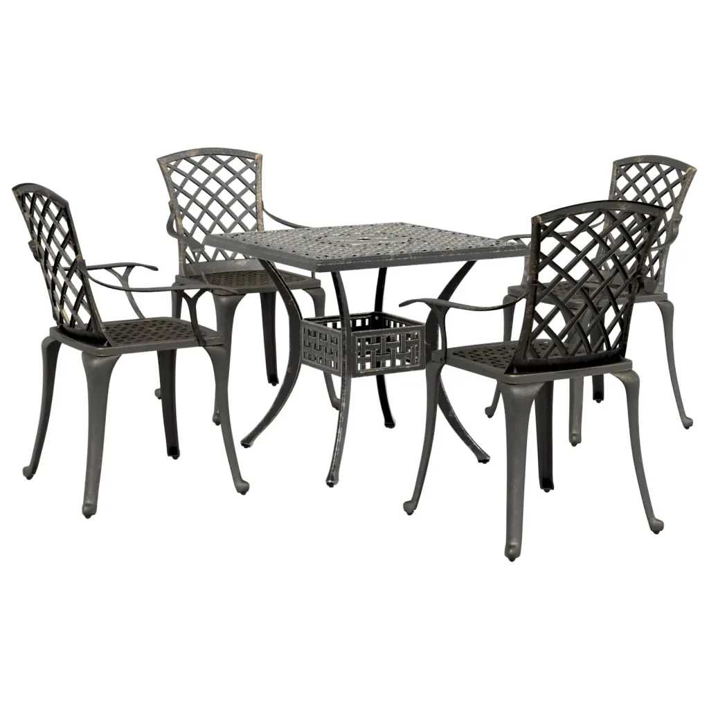 Set da Pranzo da Giardino 5 pz Bronzo in Alluminio Pressofuso - Image 2