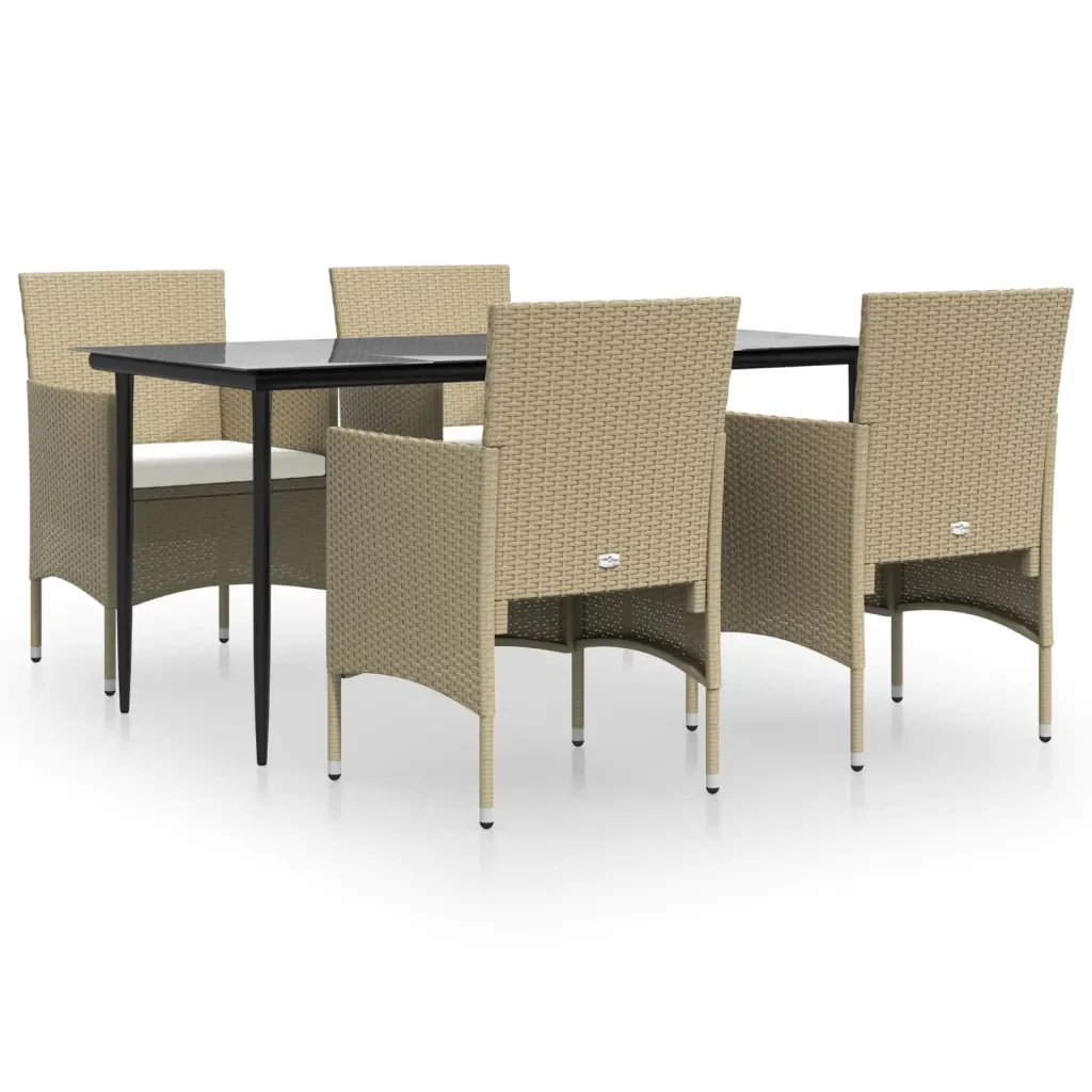 Set da Pranzo da Giardino 5 pz con Cuscini Beige e Nero 3156624 - Image 2