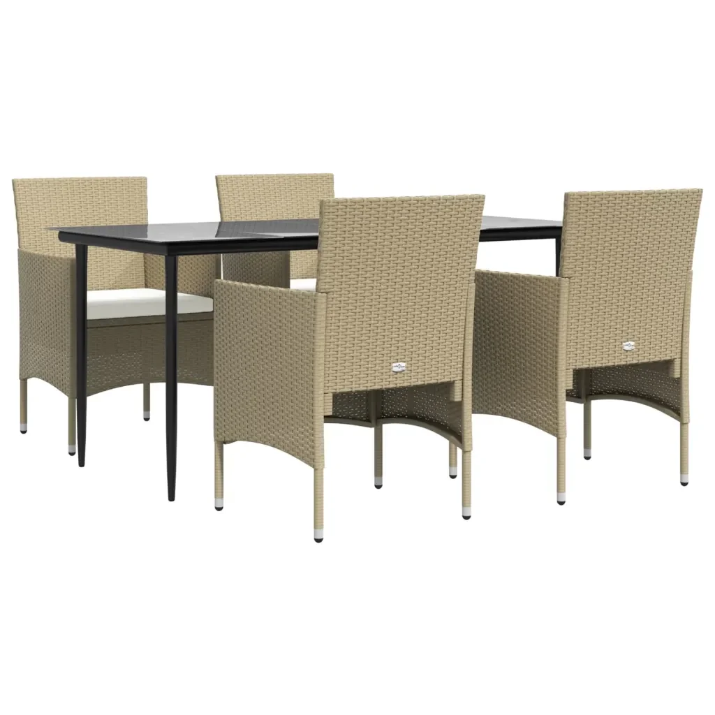 Set da Pranzo da Giardino 5 pz con Cuscini Beige e Nero 3156624 - Image 3