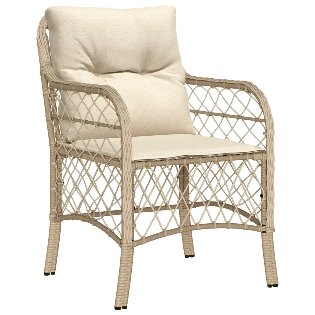 Set da Pranzo da Giardino 5 pz con Cuscini Beige in Polyrattan 3212141 - Image 3