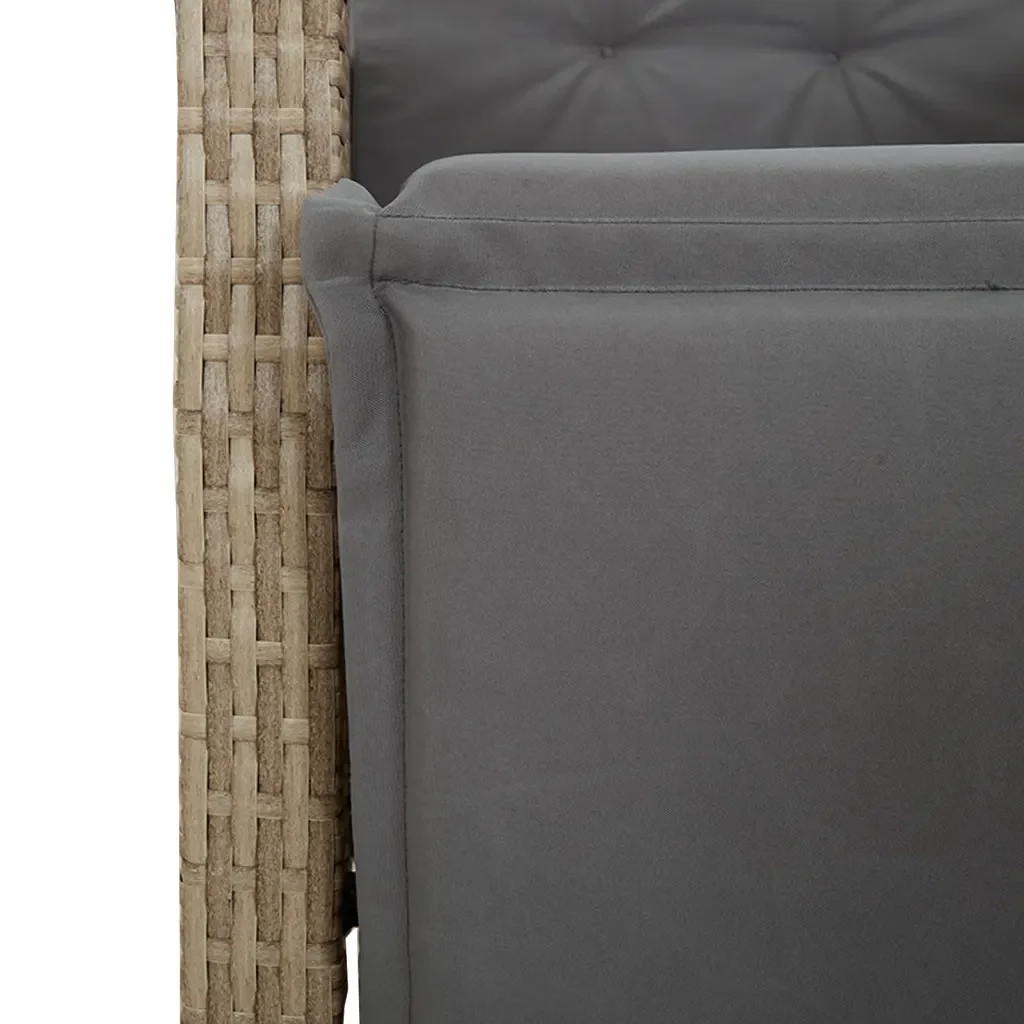 Set da Pranzo da Giardino 5 pz con Cuscini Beige in Polyrattan - Image 5