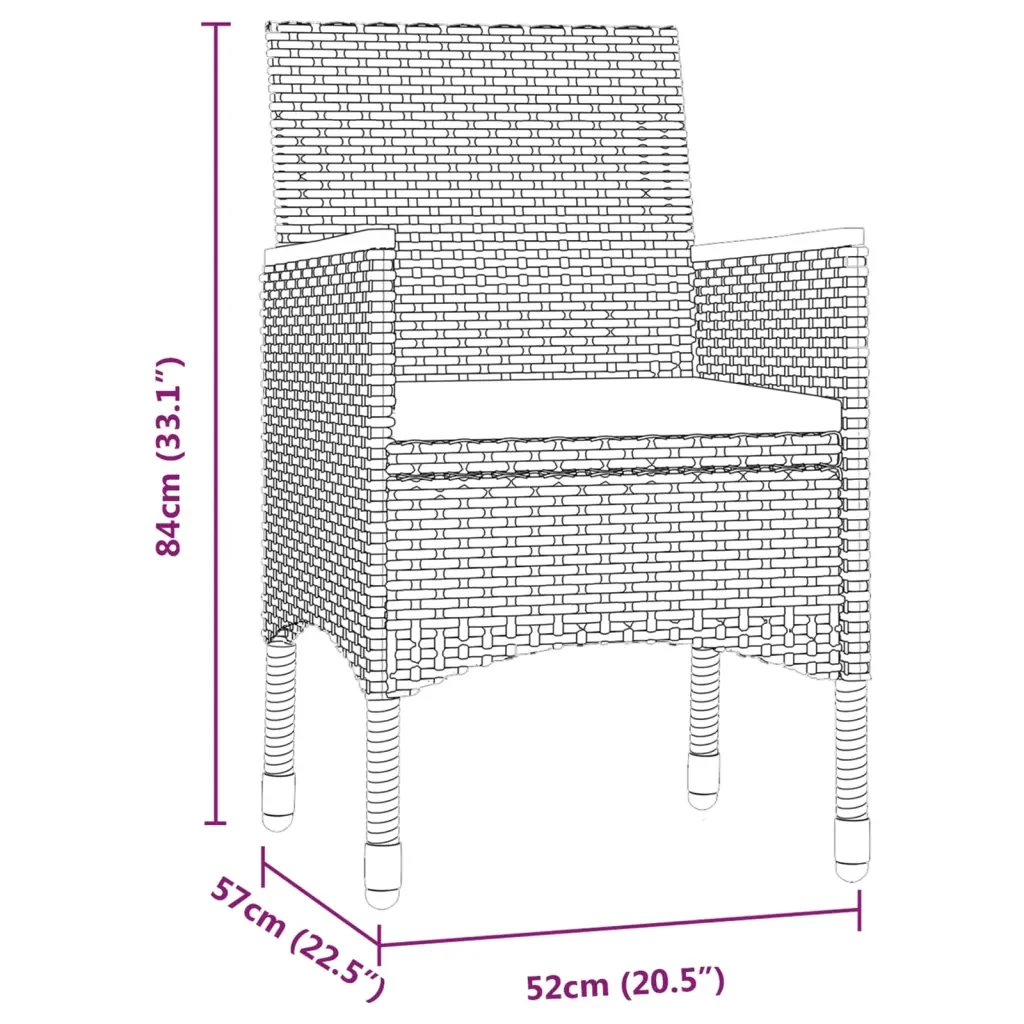 Set da Pranzo da Giardino 5 pz con Cuscini Grigio e Nero 3099337 - Image 7