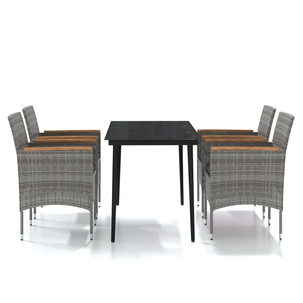 Set da Pranzo da Giardino 5 pz con Cuscini Grigio e Nero 3099349 - Image 2