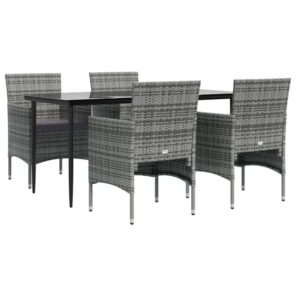 Set da Pranzo da Giardino 5 pz con Cuscini Grigio e Nero 3156620 - Image 3