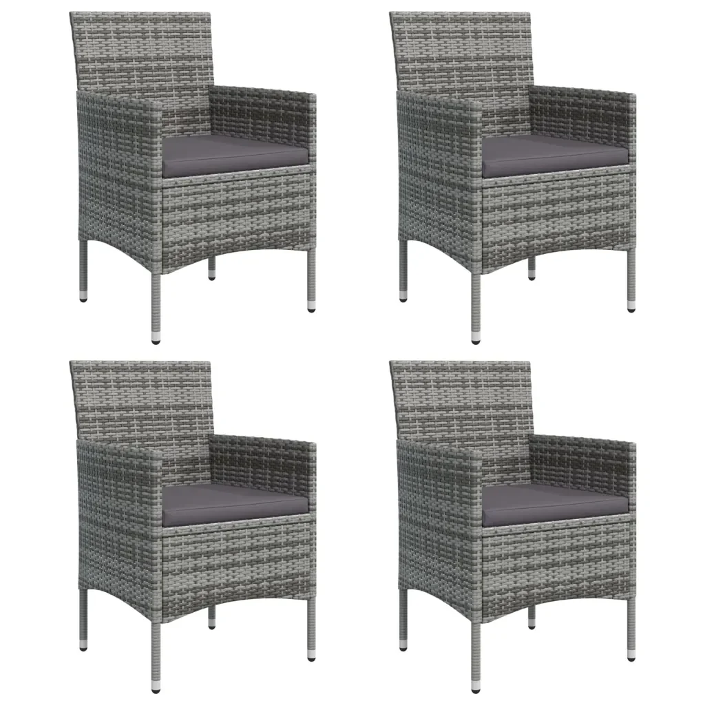 Set da Pranzo da Giardino 5 pz con Cuscini Grigio e Nero 3156620 - Image 4