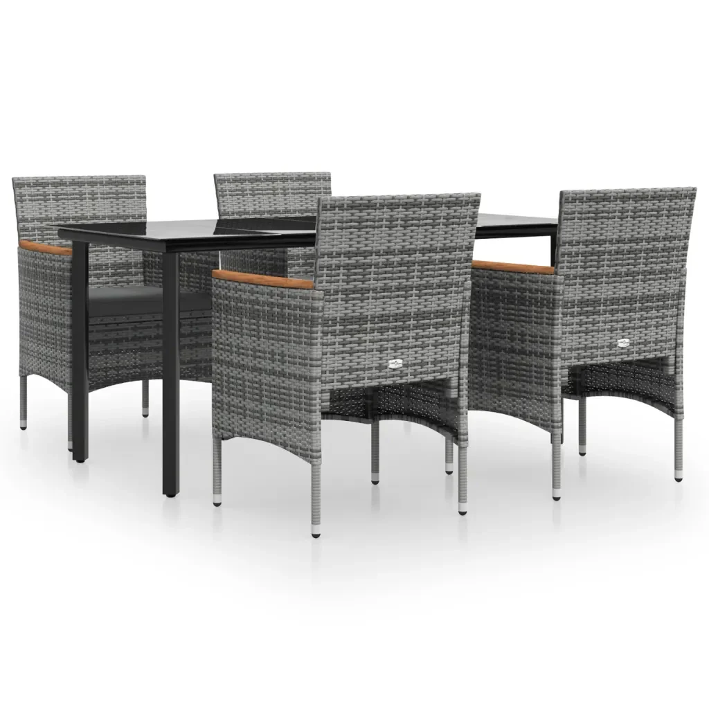 Set da Pranzo da Giardino 5 pz con Cuscini Grigio e Nero 3156636 - Image 2