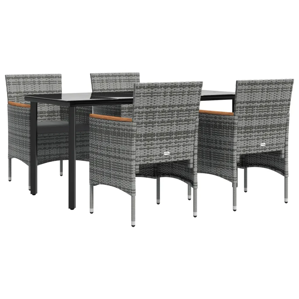Set da Pranzo da Giardino 5 pz con Cuscini Grigio e Nero 3156636 - Image 3