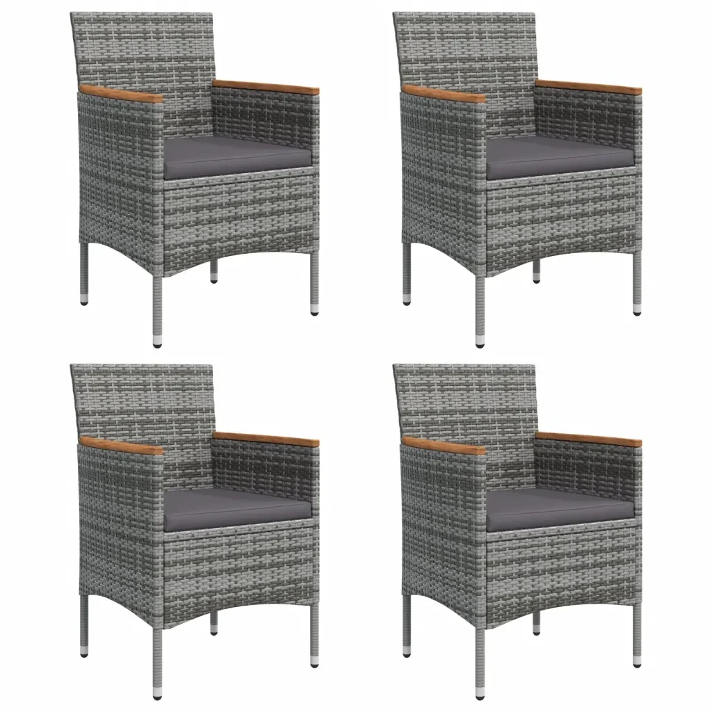 Set da Pranzo da Giardino 5 pz con Cuscini Grigio e Nero 3156636 - Image 4