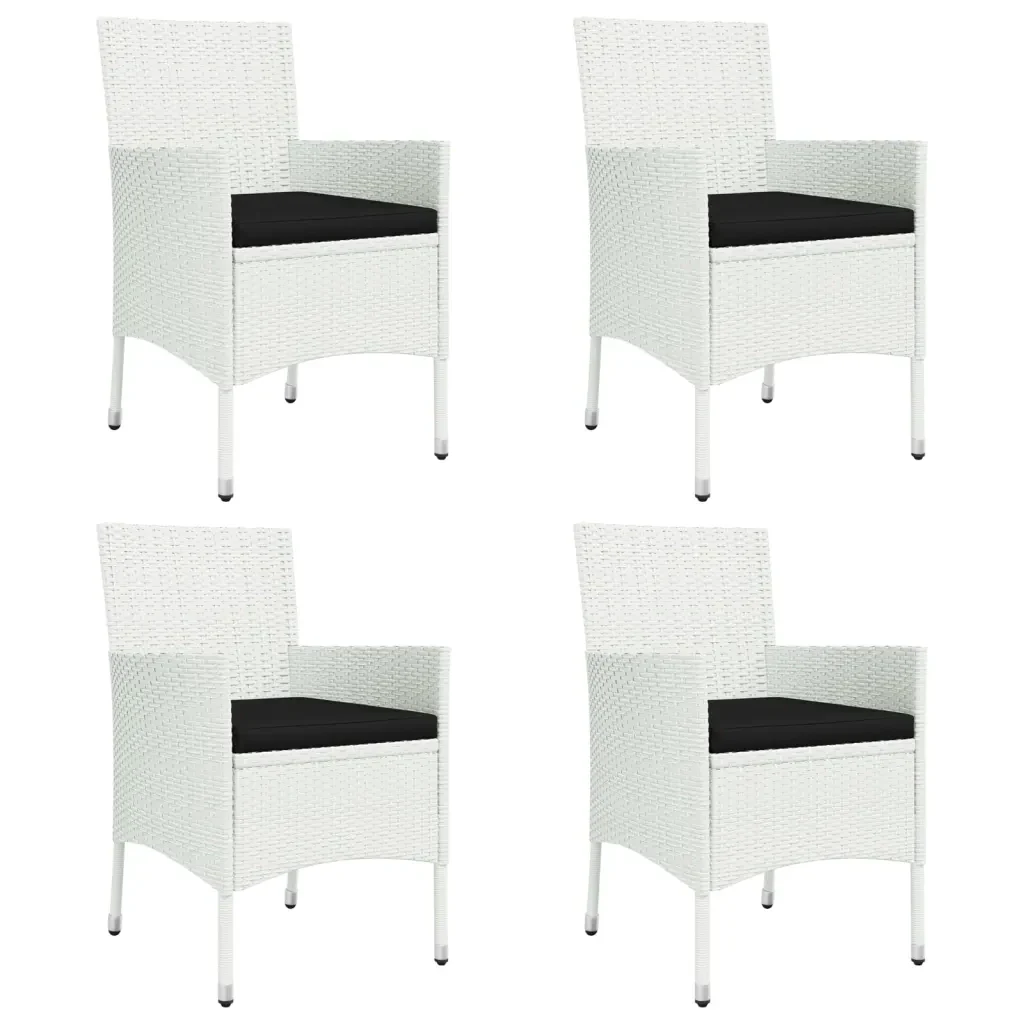 Set da Pranzo da Giardino 5 pz con Cuscini in Polyrattan Bianco 3187342 - Image 4