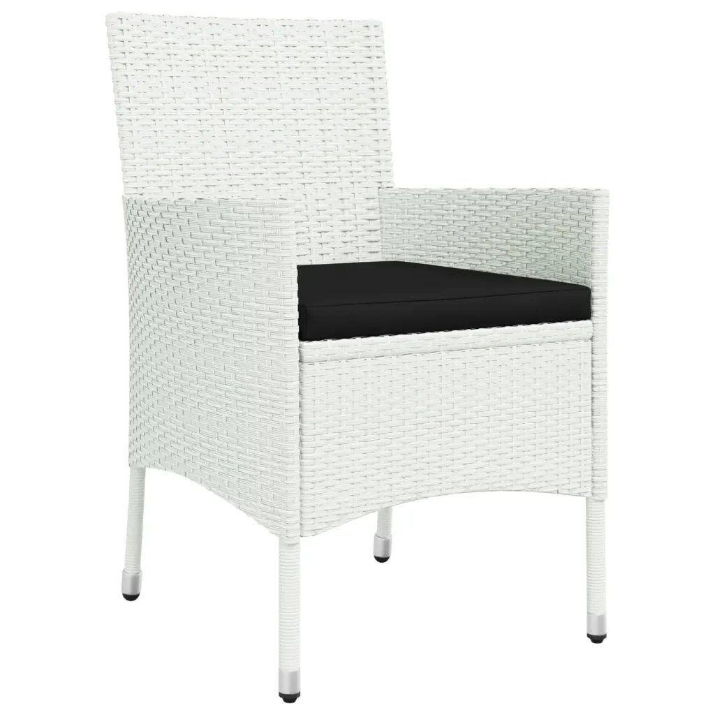 Set da Pranzo da Giardino 5 pz con Cuscini in Polyrattan Bianco 3187342 - Image 5