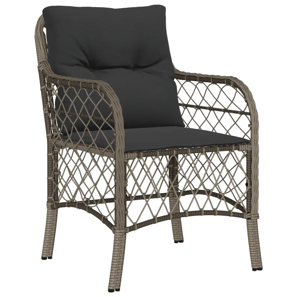 Set da Pranzo da Giardino 5 pz con Cuscini in Polyrattan Grigio 3212127 - Image 3