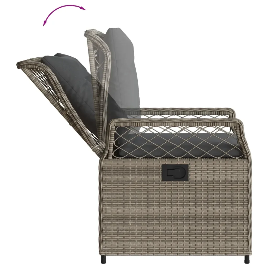 Set da Pranzo da Giardino 5 pz con Cuscini in Polyrattan Grigio 3262988 - Image 5