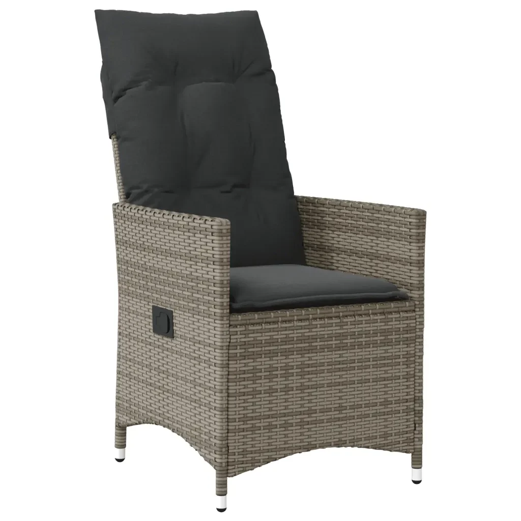 Set da Pranzo da Giardino 5 pz con Cuscini in Polyrattan Grigio - Image 3
