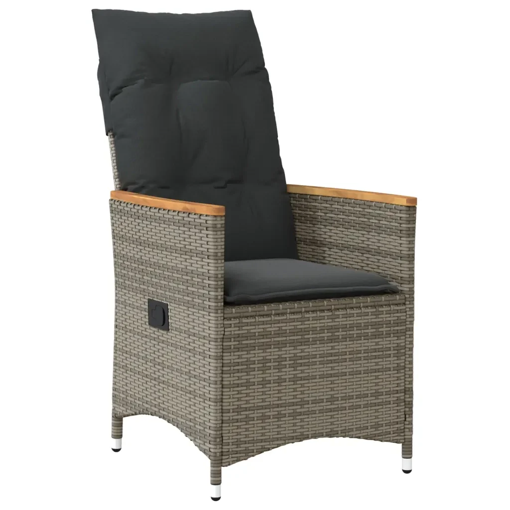 Set da Pranzo da Giardino 5 pz con Cuscini in Polyrattan Grigio - Image 3