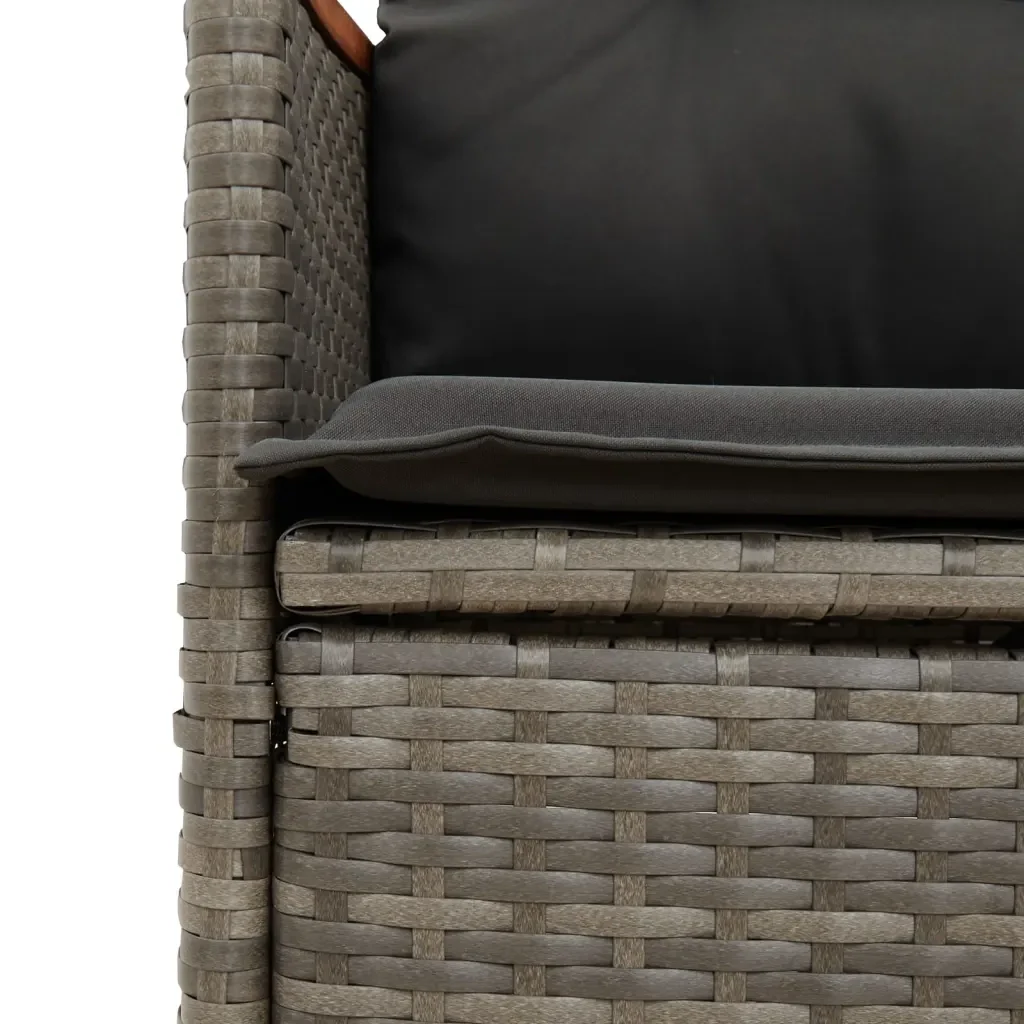Set da Pranzo da Giardino 5 pz con Cuscini in Polyrattan Grigio - Image 4