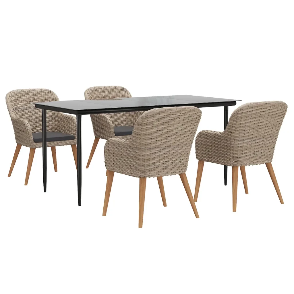 Set da Pranzo da Giardino 5 pz con Cuscini Marrone 3156730 - Image 3