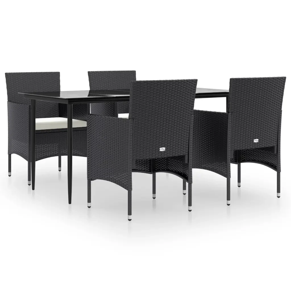 Set da Pranzo da Giardino 5 pz con Cuscini Nero 3156616 - Image 2