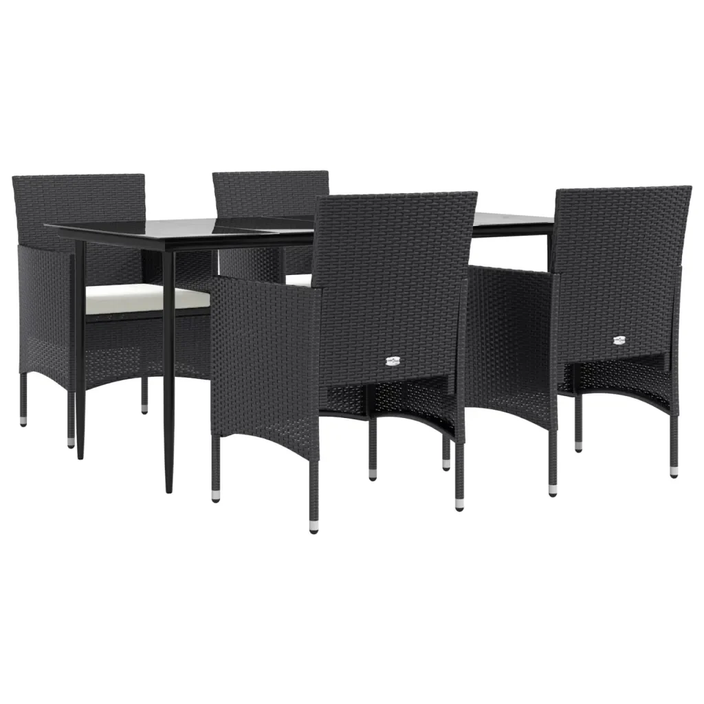 Set da Pranzo da Giardino 5 pz con Cuscini Nero 3156616 - Image 3