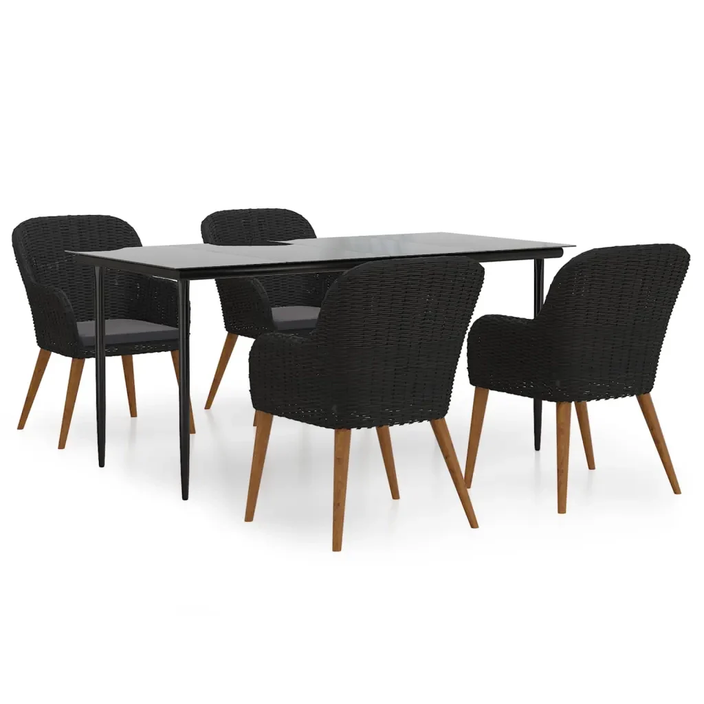 Set da Pranzo da Giardino 5 pz con Cuscini Nero 3156726 - Image 2