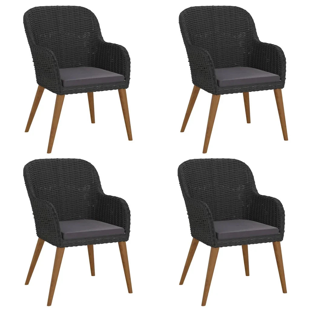 Set da Pranzo da Giardino 5 pz con Cuscini Nero 3156726 - Image 4