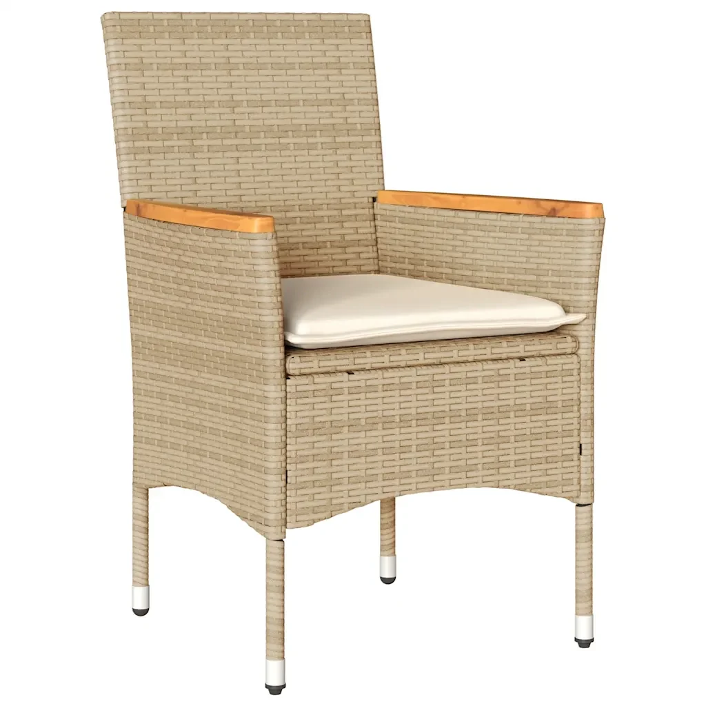 Set da Pranzo da Giardino 5 pz con Cuscini Polyrattan e Vetro - Image 3