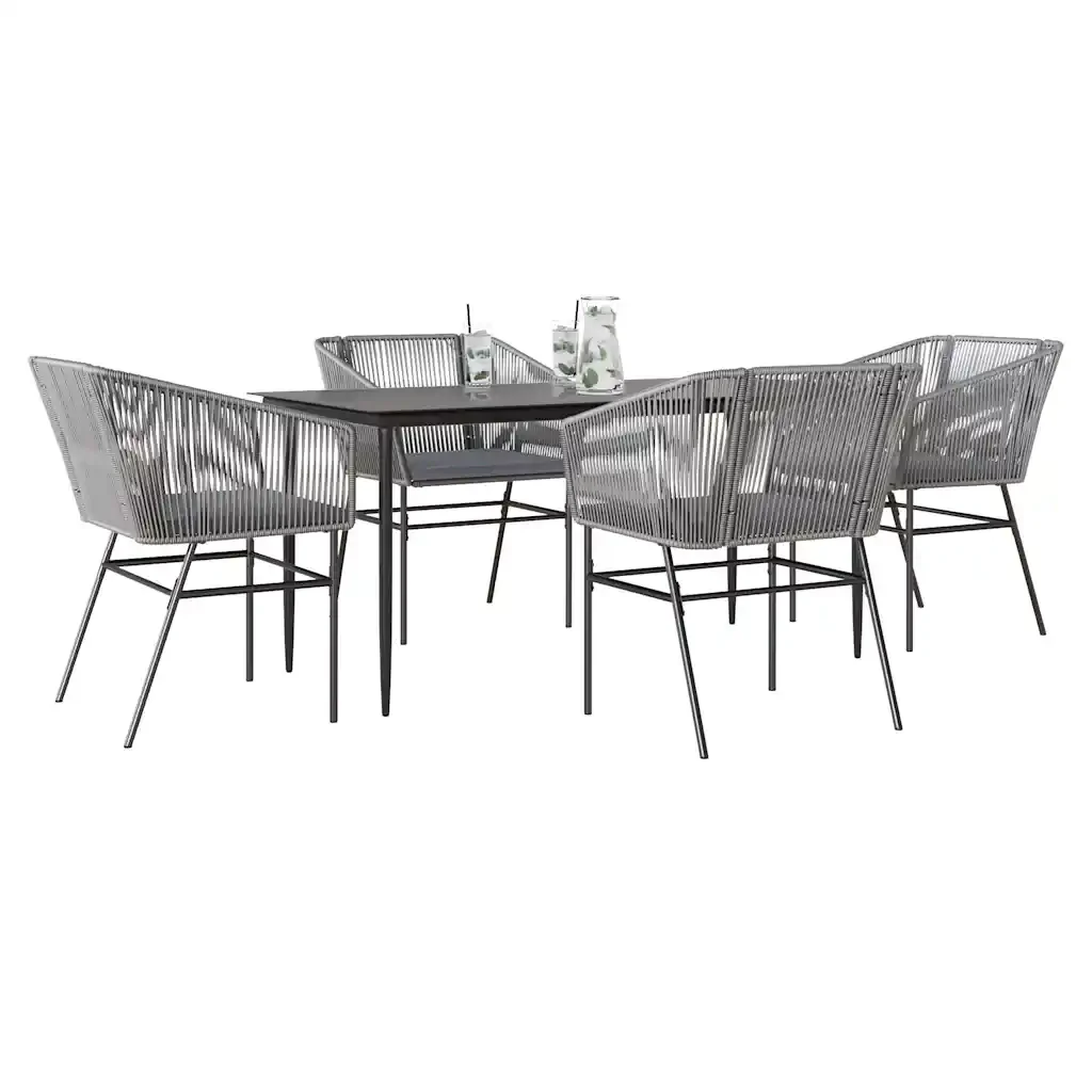 Set da Pranzo da Giardino 5 pz con Cuscini Polyrattan Vetro 3334530