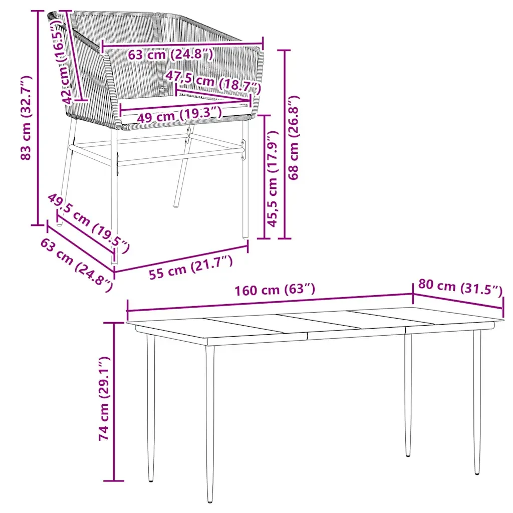 Set da Pranzo da Giardino 5 pz con Cuscini Polyrattan Vetro 3334530 - Image 10