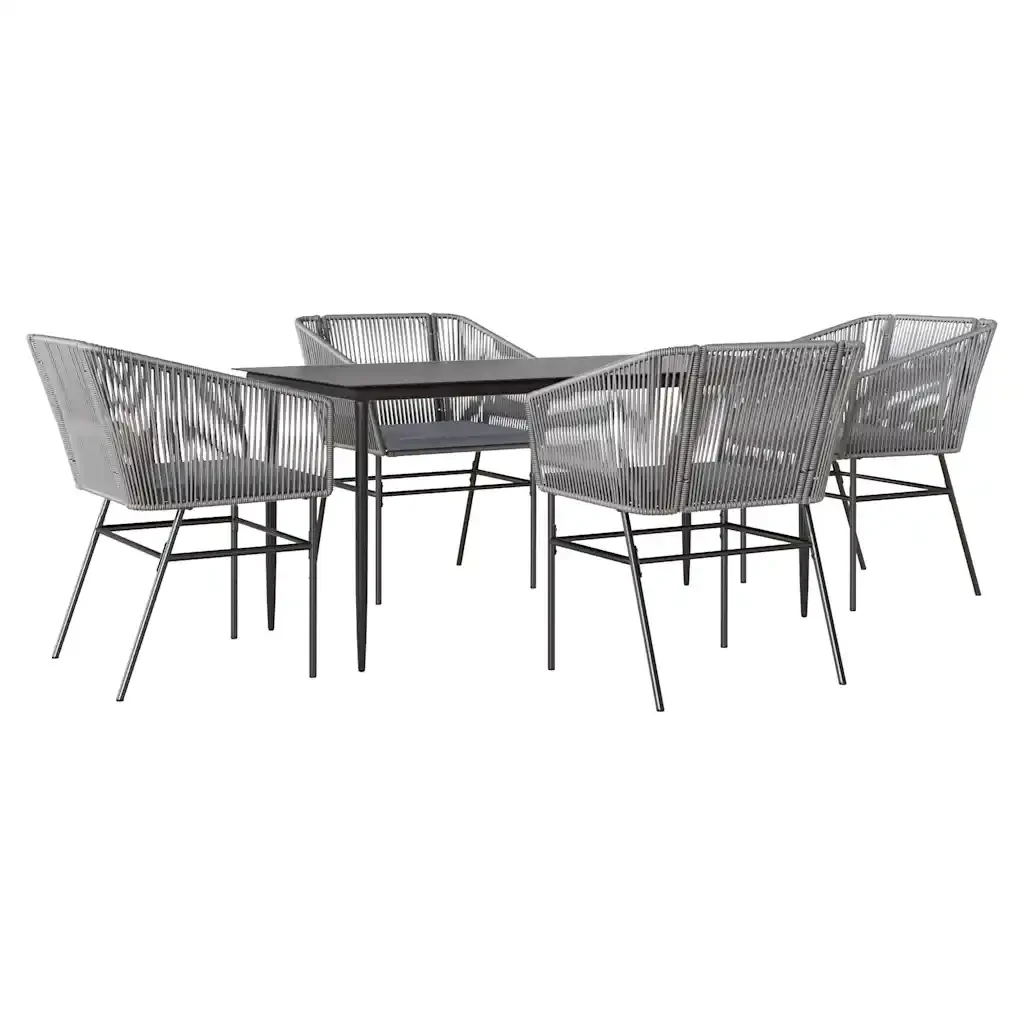 Set da Pranzo da Giardino 5 pz con Cuscini Polyrattan Vetro 3334530 - Image 2