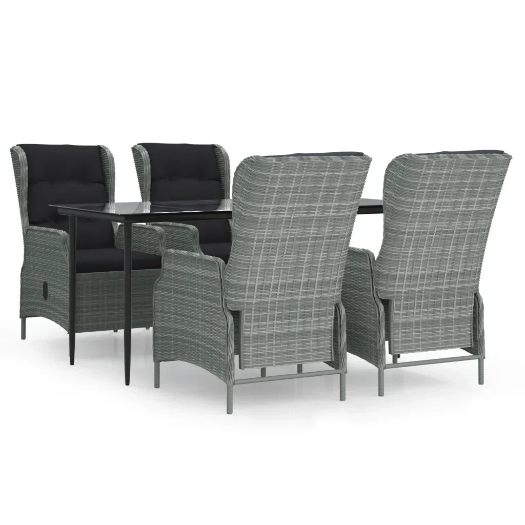 Set da Pranzo da Giardino 5 pz Grigio Chiaro in Polyrattan 3156806 - Image 2