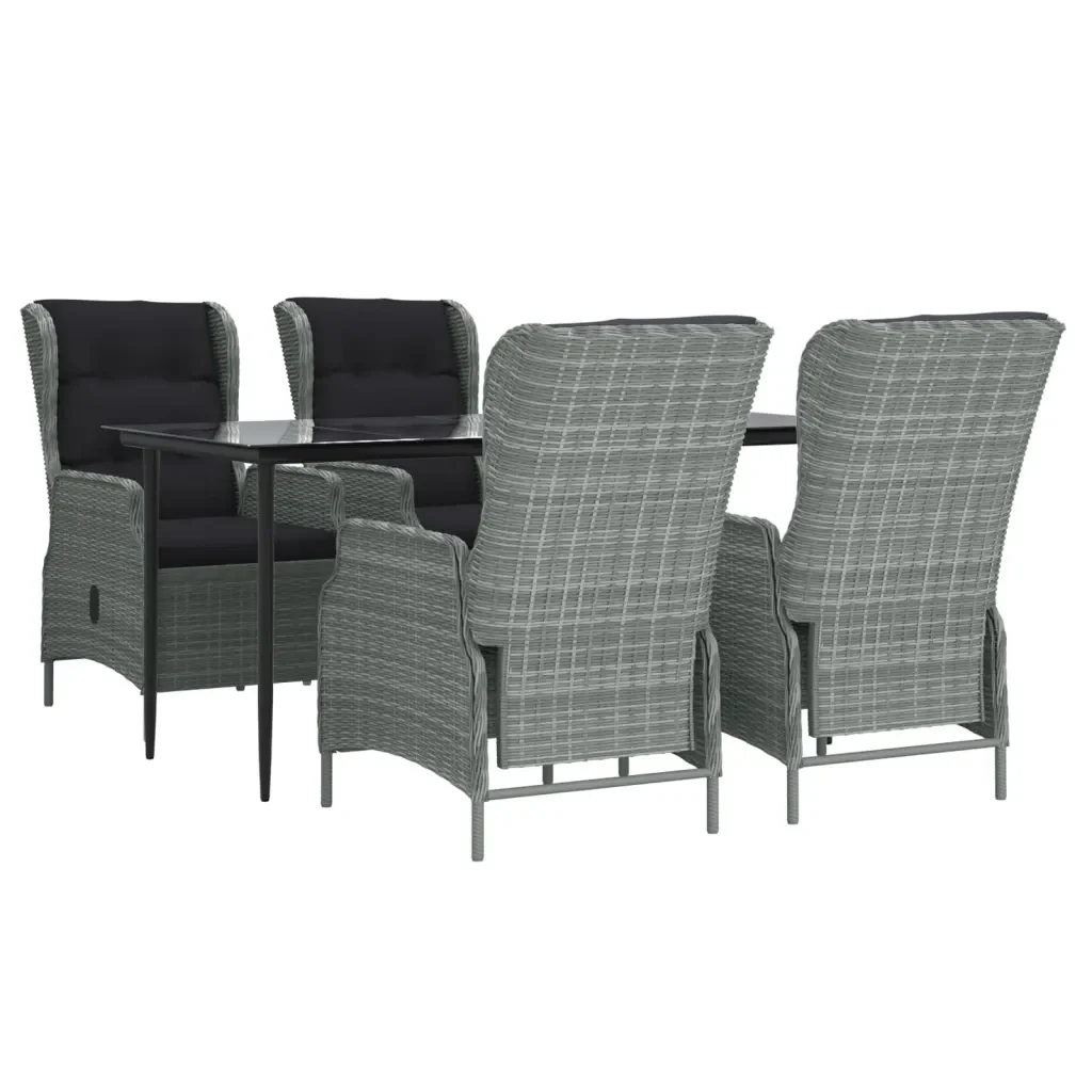 Set da Pranzo da Giardino 5 pz Grigio Chiaro in Polyrattan 3156806 - Image 3