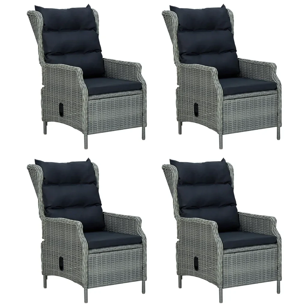 Set da Pranzo da Giardino 5 pz Grigio Chiaro in Polyrattan 3156806 - Image 4