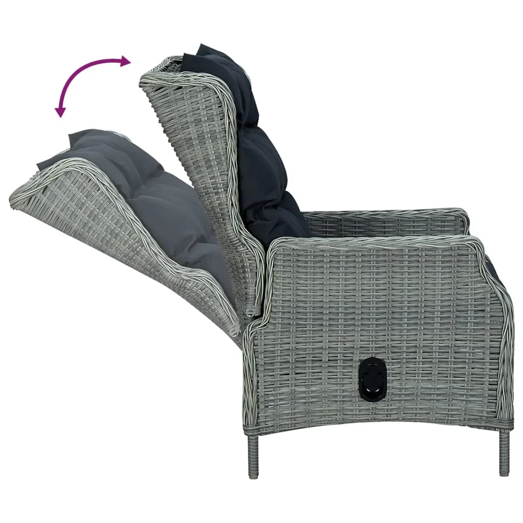 Set da Pranzo da Giardino 5 pz Grigio Chiaro in Polyrattan 3156806 - Image 6