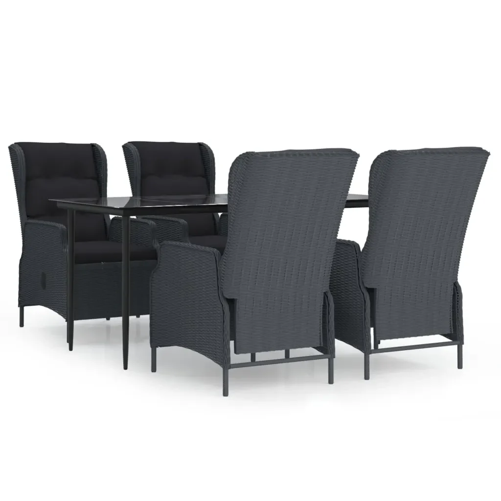 Set da Pranzo da Giardino 5 pz Grigio Scuro in Polyrattan 3156802 - Image 2