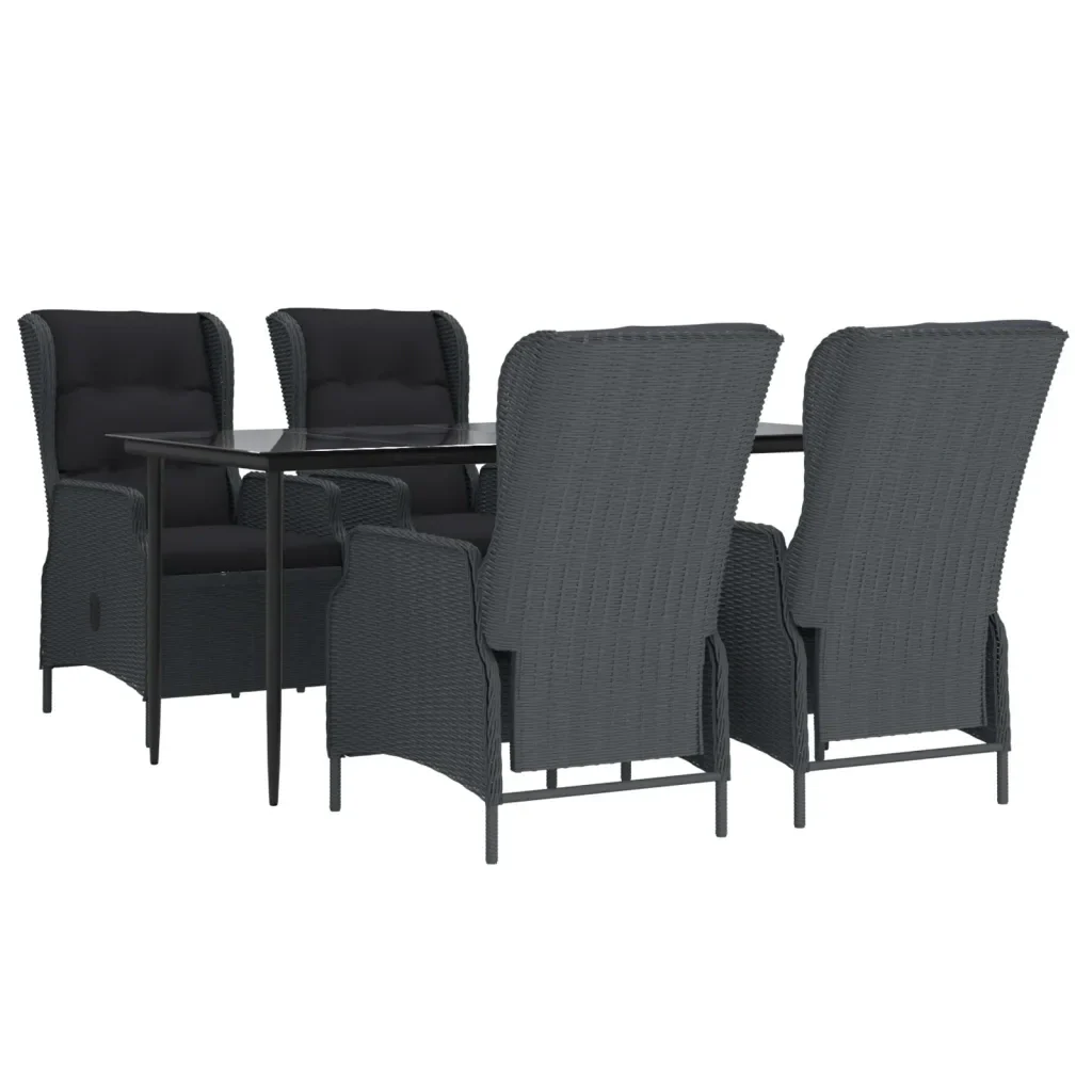 Set da Pranzo da Giardino 5 pz Grigio Scuro in Polyrattan 3156802 - Image 3
